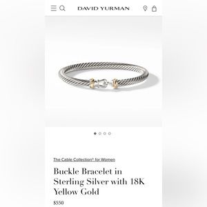 David Yurman 5mm Cable Collection Bracelet in Sterling Silver with 18K Gold